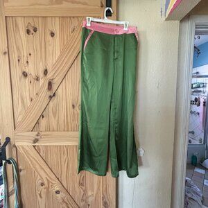 Green and Pink Satin Pants